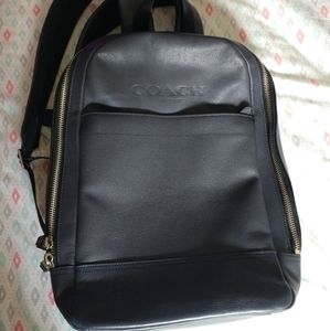 Gray Coach Charles Slim Backpack in Calf Leather